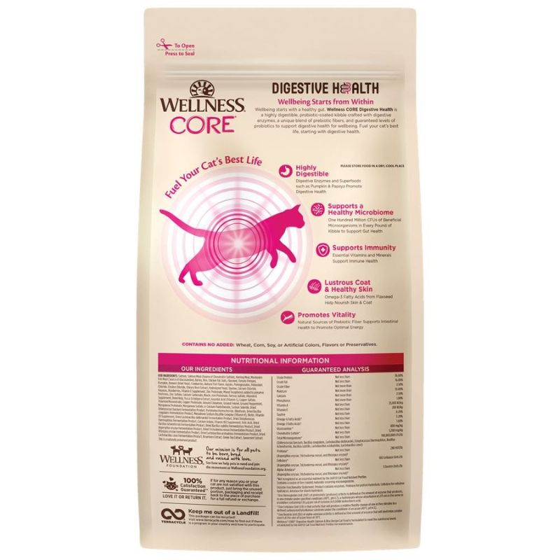 Wellness CORE Digestive Health Salmon & Rice Adult Dry Cat Food [2 Sizes]