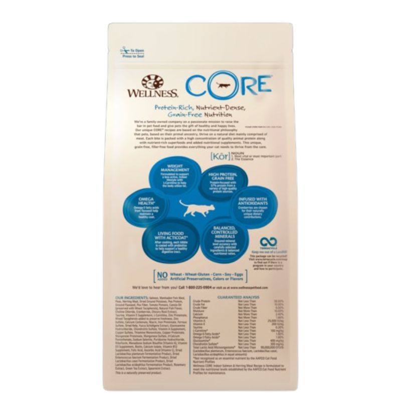 Wellness CORE Indoor Salmon & Herring Grain-Free Dry Cat Food [2 Sizes]