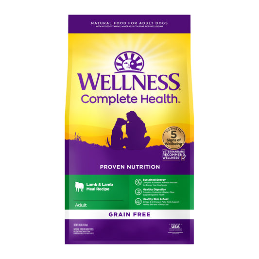 Wellness Complete Health Grain Free Lamb & Lamb Meal Recipe Dry Dog Food 24lb