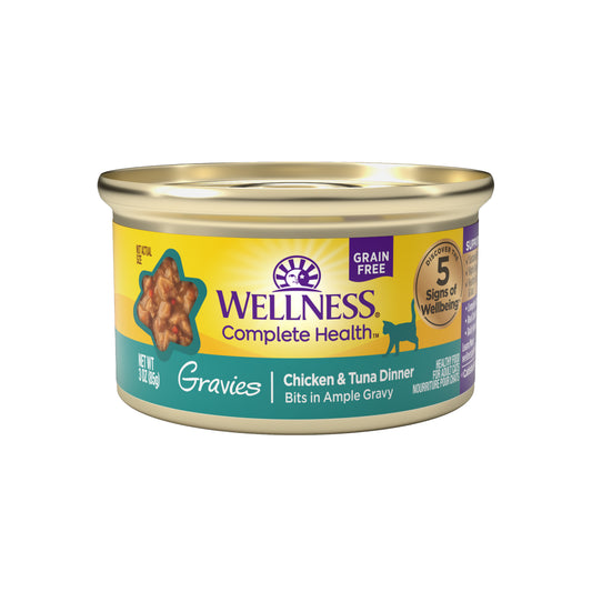 Wellness Complete Health Gravies Chicken & Tuna Dinner Canned Cat Food 3oz