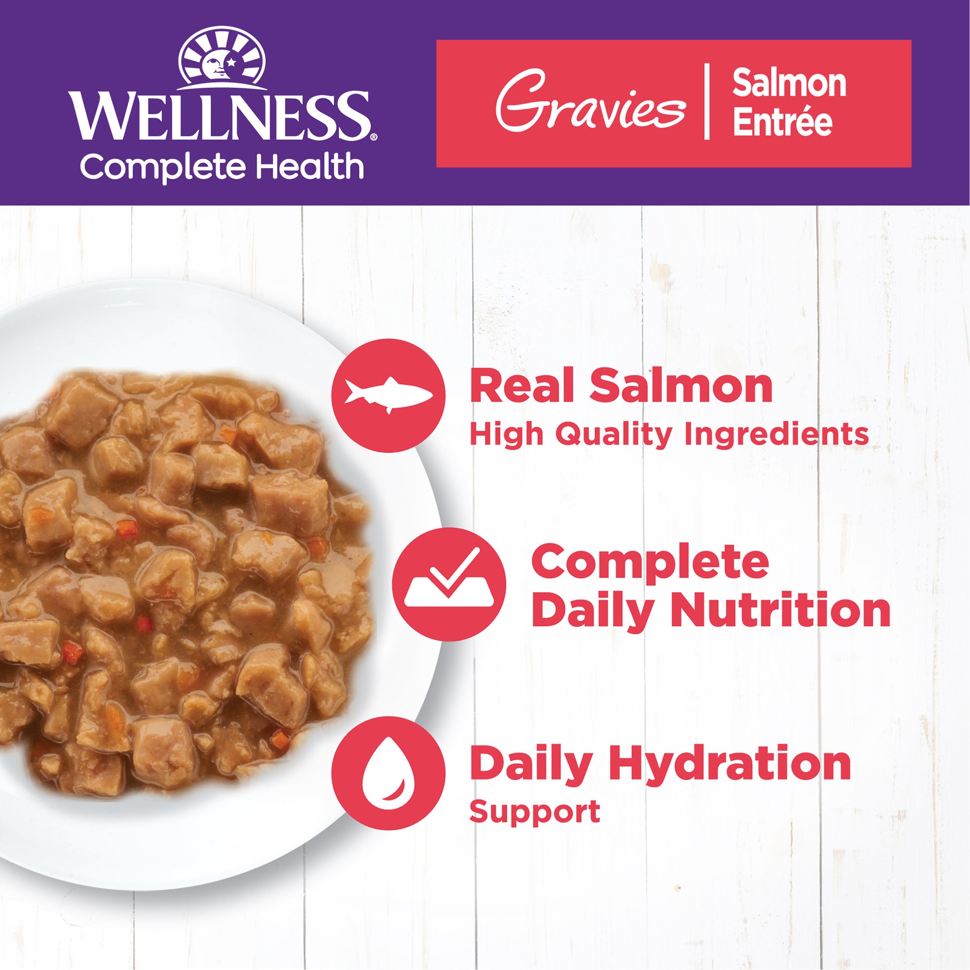 Wellness Complete Health Gravies Salmon Dinner Canned Wet Cat Food 3oz