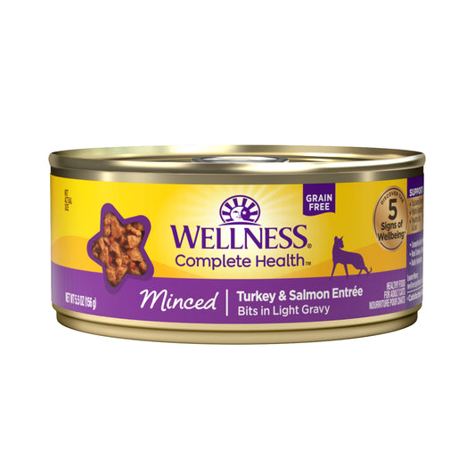 Wellness Complete Health Minced Turkey & Salmon Entree Canned Wet Cat Food 5.5oz