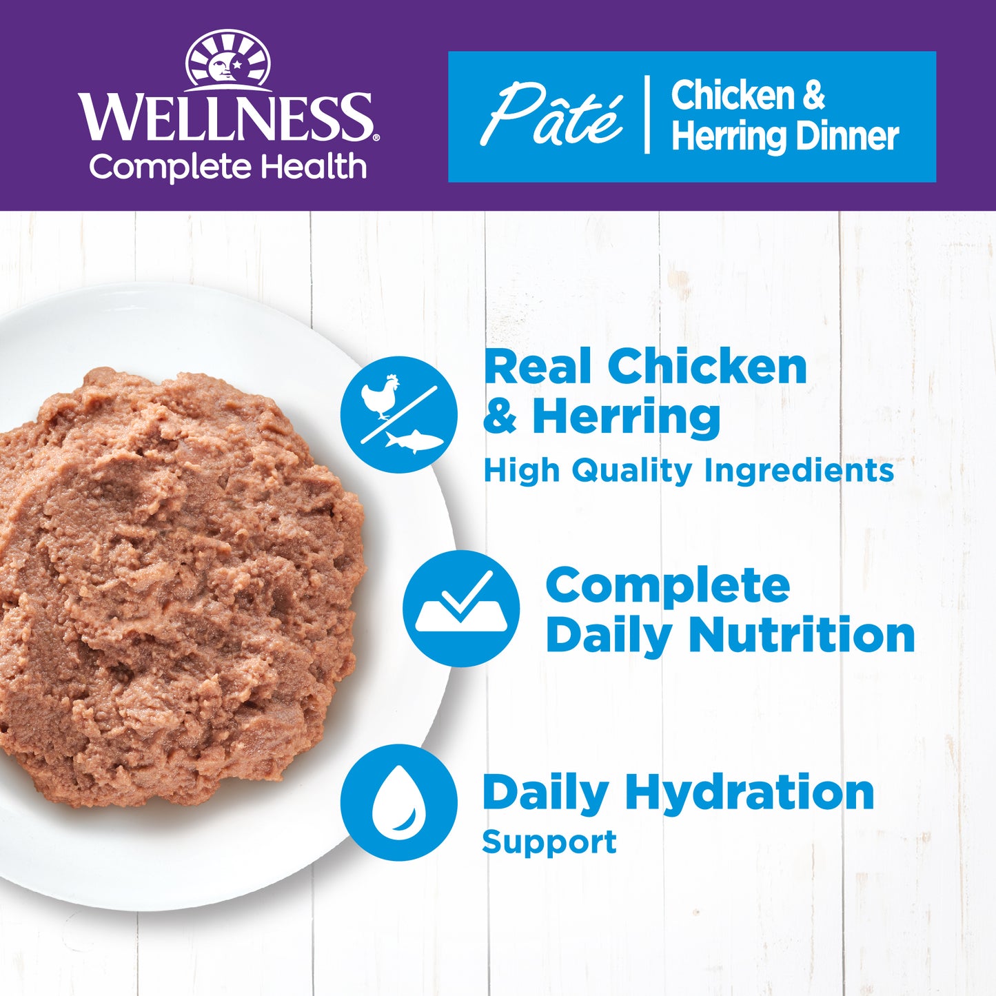 Wellness Complete Health Pate Chicken & Herring Wet Cat Food 5.5oz