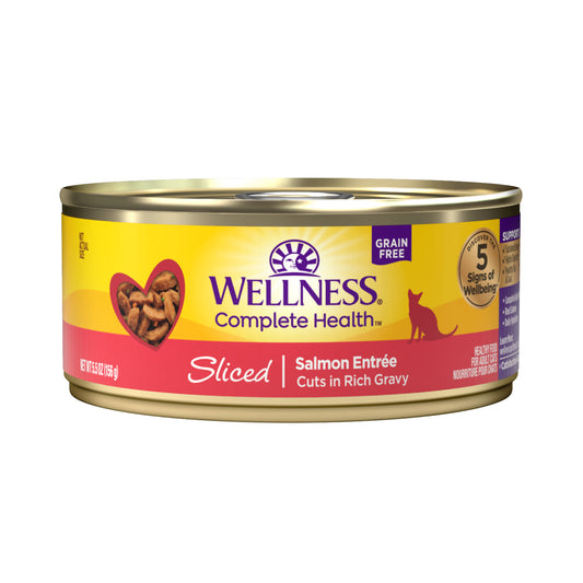Wellness Complete Health Sliced Salmon Entree Canned Wet Cat Food 5.5oz