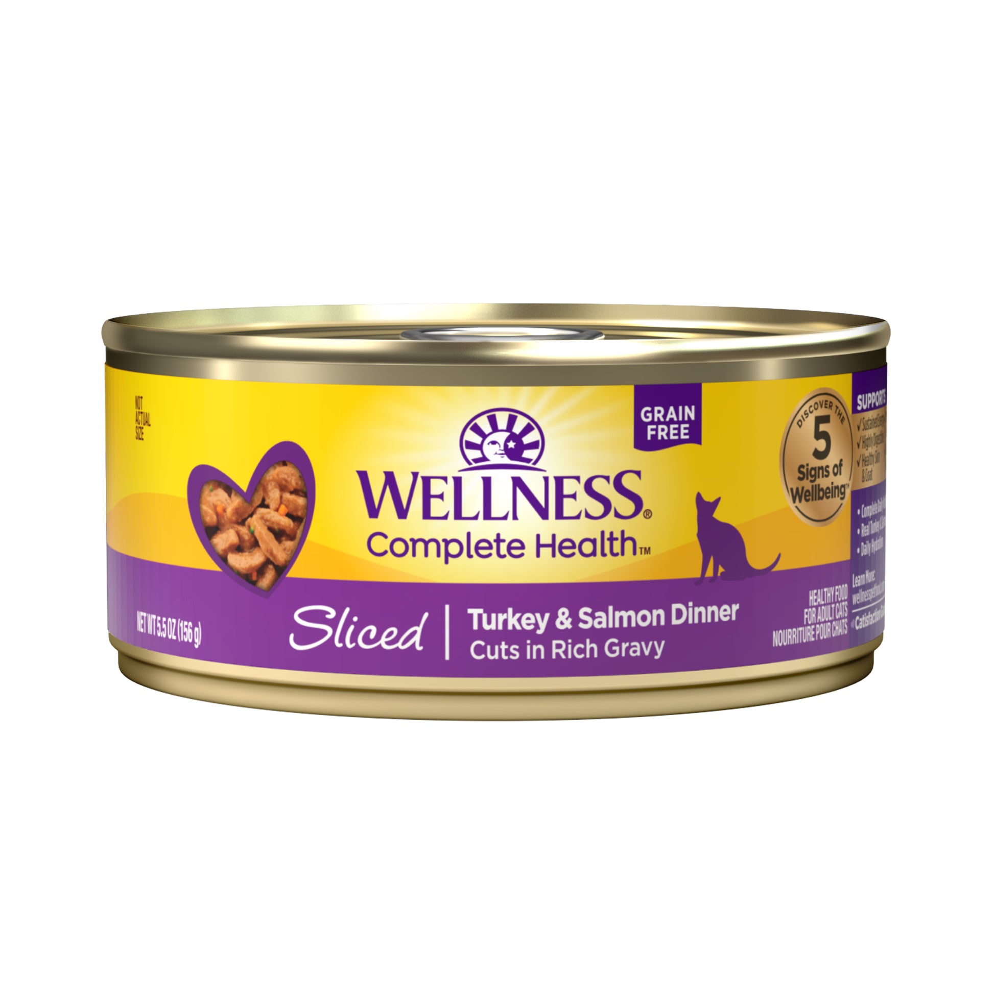 Wellness Complete Health Sliced Turkey & Salmon Dinner Canned Wet Cat Food 5.5oz