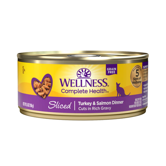 Wellness Complete Health Sliced Turkey & Salmon Dinner Canned Wet Cat Food 5.5oz
