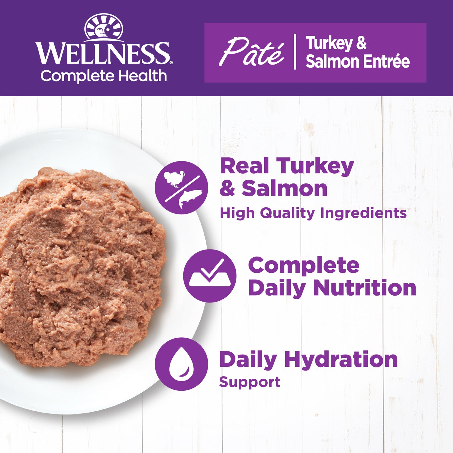 Wellness Complete Health Turkey & Salmon Pate Canned Wet Cat Food 5.5oz