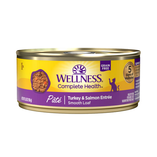 Wellness Complete Health Turkey & Salmon Pate Canned Wet Cat Food 5.5oz