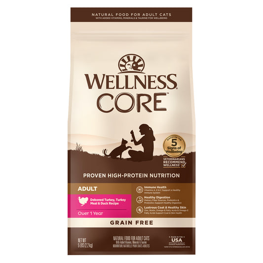 Wellness Core Adult Turkey, Turkey Meal & Duck Dry Cat Food