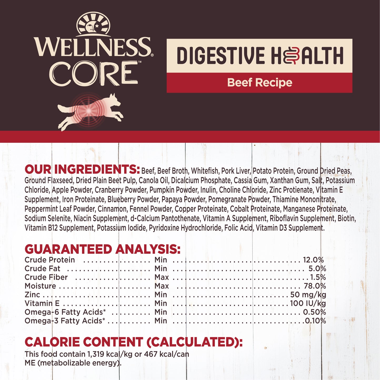 Wellness Core Digestive Health Pate Beef Wet Dog Food 13oz