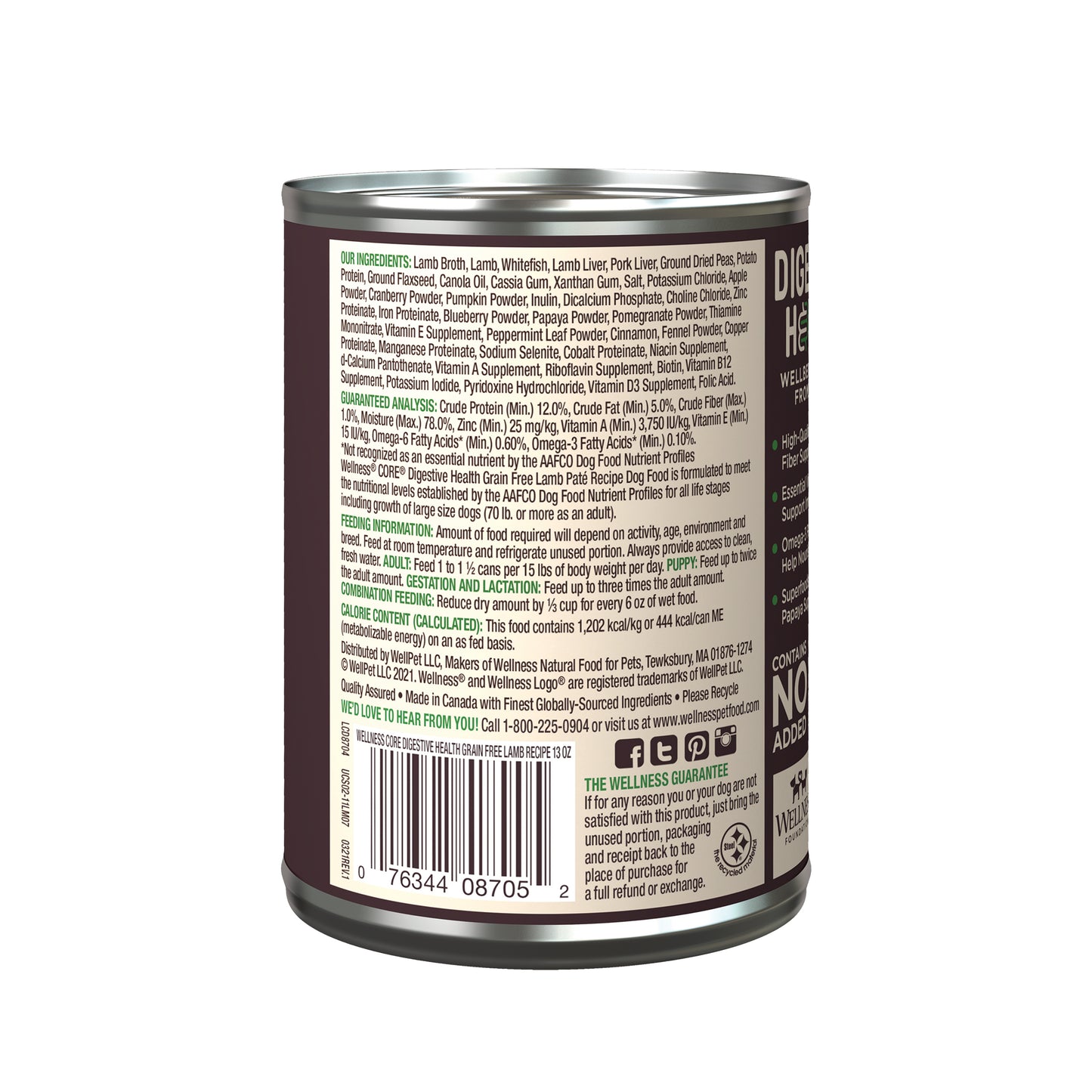 Wellness Core Digestive Health Pate Lamb Wet Dog Food 13oz