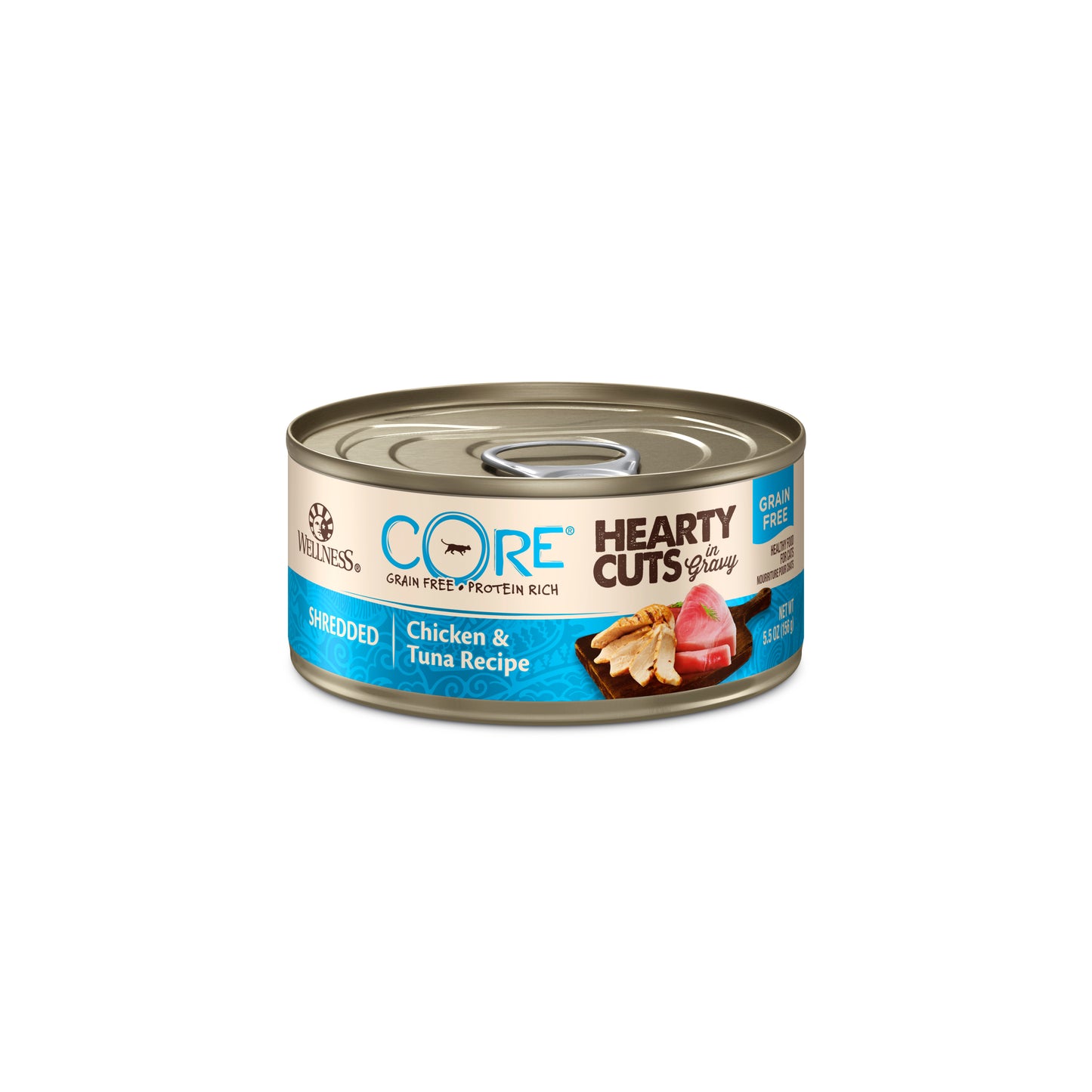 Wellness Core Hearty Cuts In Gravy Shredded Chicken & Tuna Recipe Canned Wet Cat Food 5.5oz
