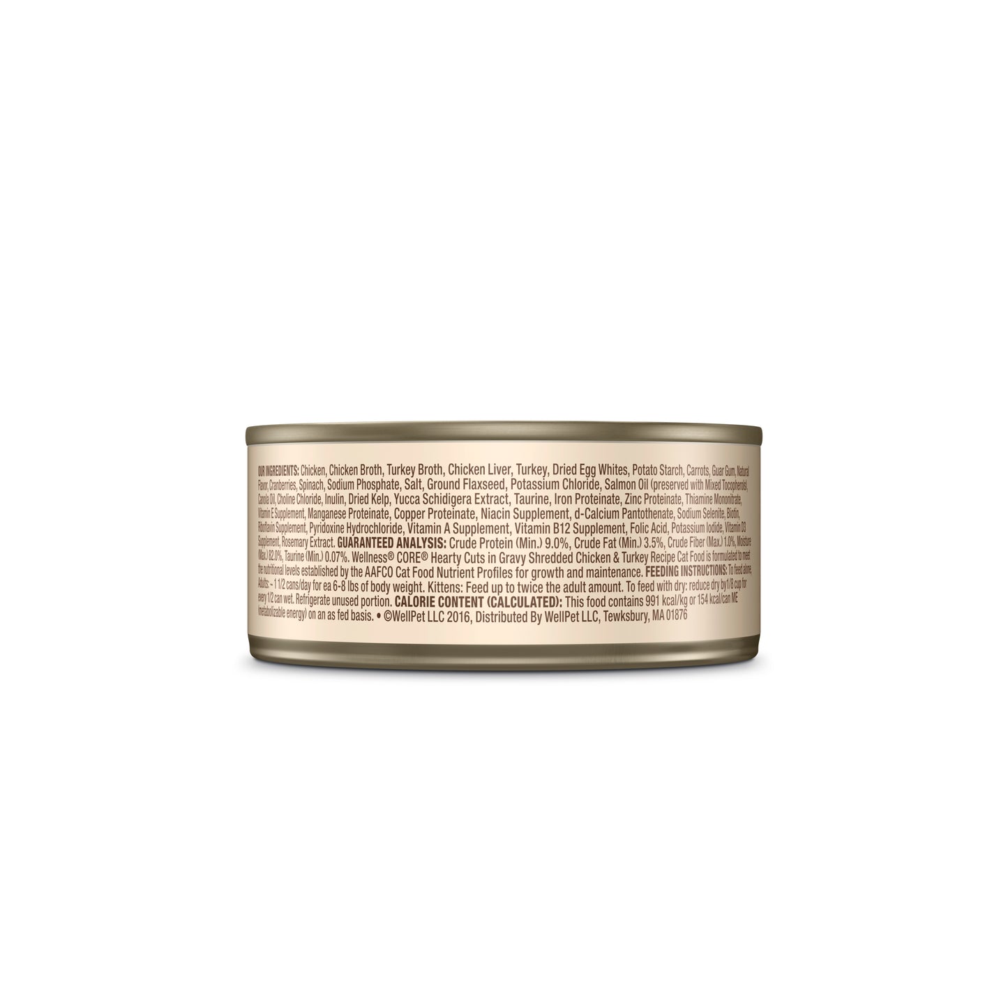 Wellness Core Hearty Cuts In Gravy Shredded Chicken & Turkey Recipe Canned Wet Cat Food 5.5oz