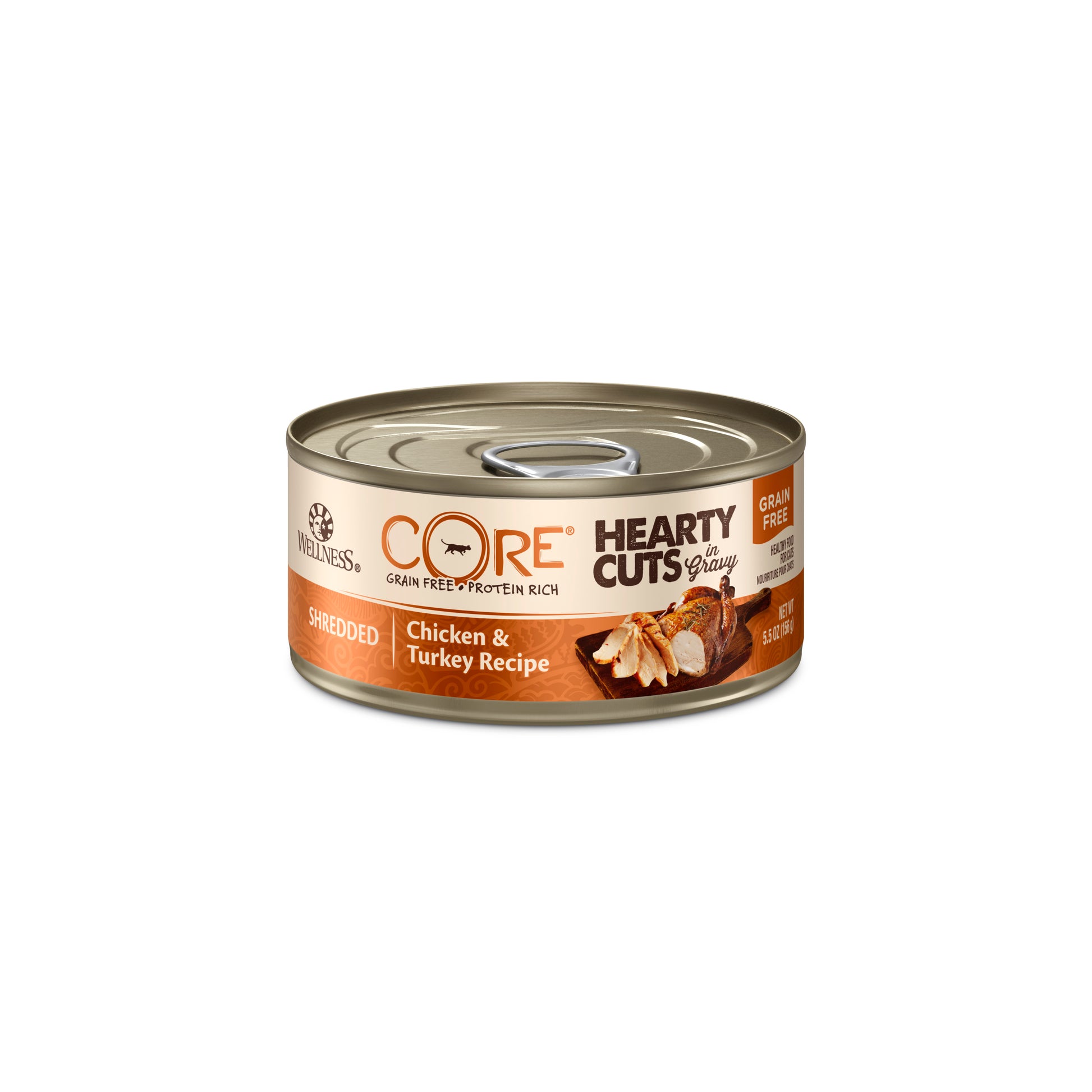 Wellness Core Hearty Cuts In Gravy Shredded Chicken & Turkey Recipe Canned Wet Cat Food 5.5oz
