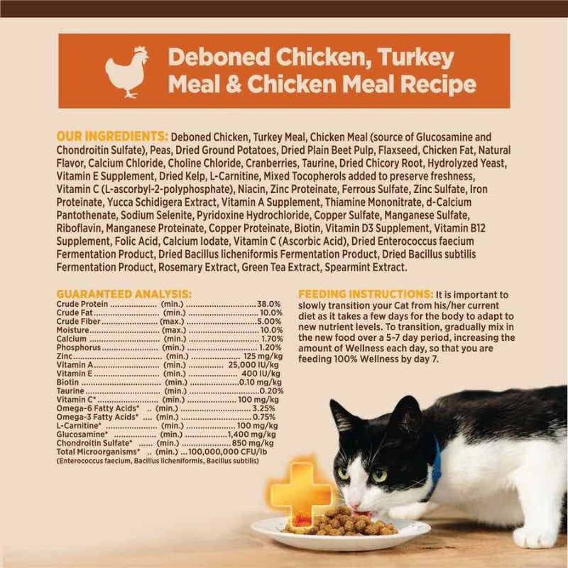 Wellness Core+ Indoor Chicken, Turkey & Chicken Meal Indoor Formula Dry Cat Food [2 Sizes]