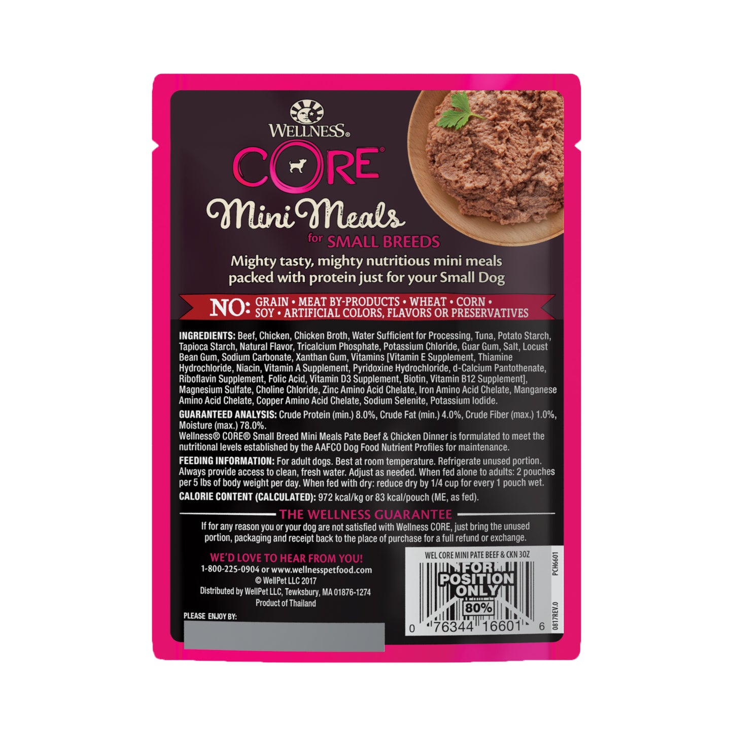 Wellness Core Small Breed Mini Meals - Pate Beef & Chicken Wet Dog Food 3oz