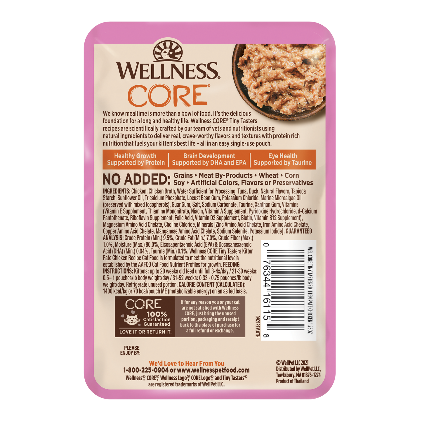 Wellness Core Tiny Tasters Kitten Pate Chicken Recipe Wet Cat Food 1.75oz