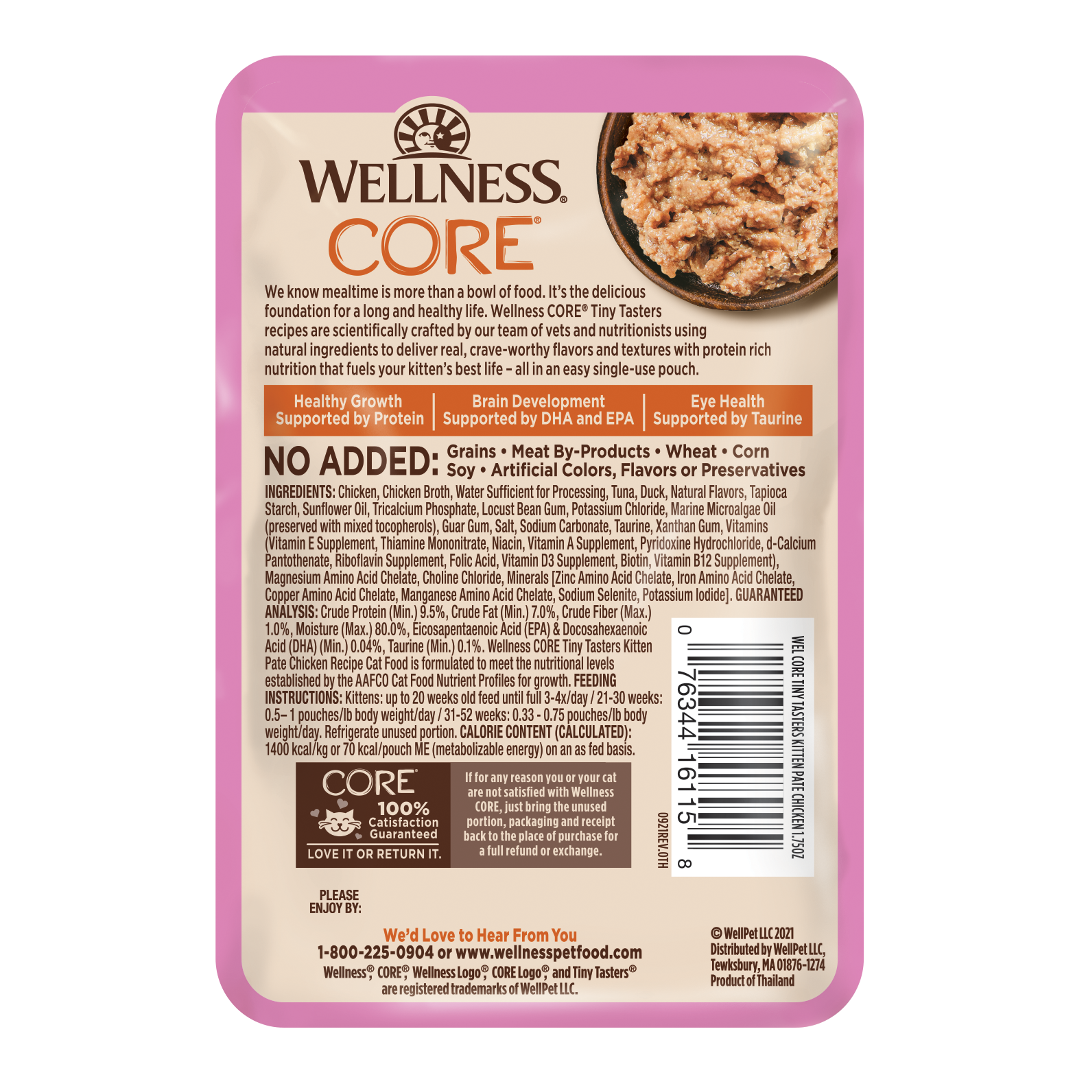 Wellness Core Tiny Tasters Kitten Pate Chicken Recipe Wet Cat Food 1.75oz