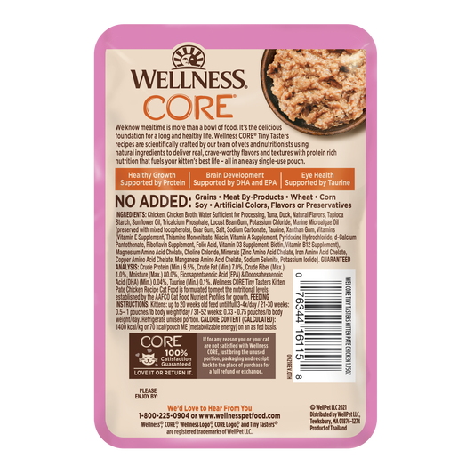 Wellness Core Tiny Tasters Kitten Pate Chicken Recipe Wet Cat Food 1.75oz