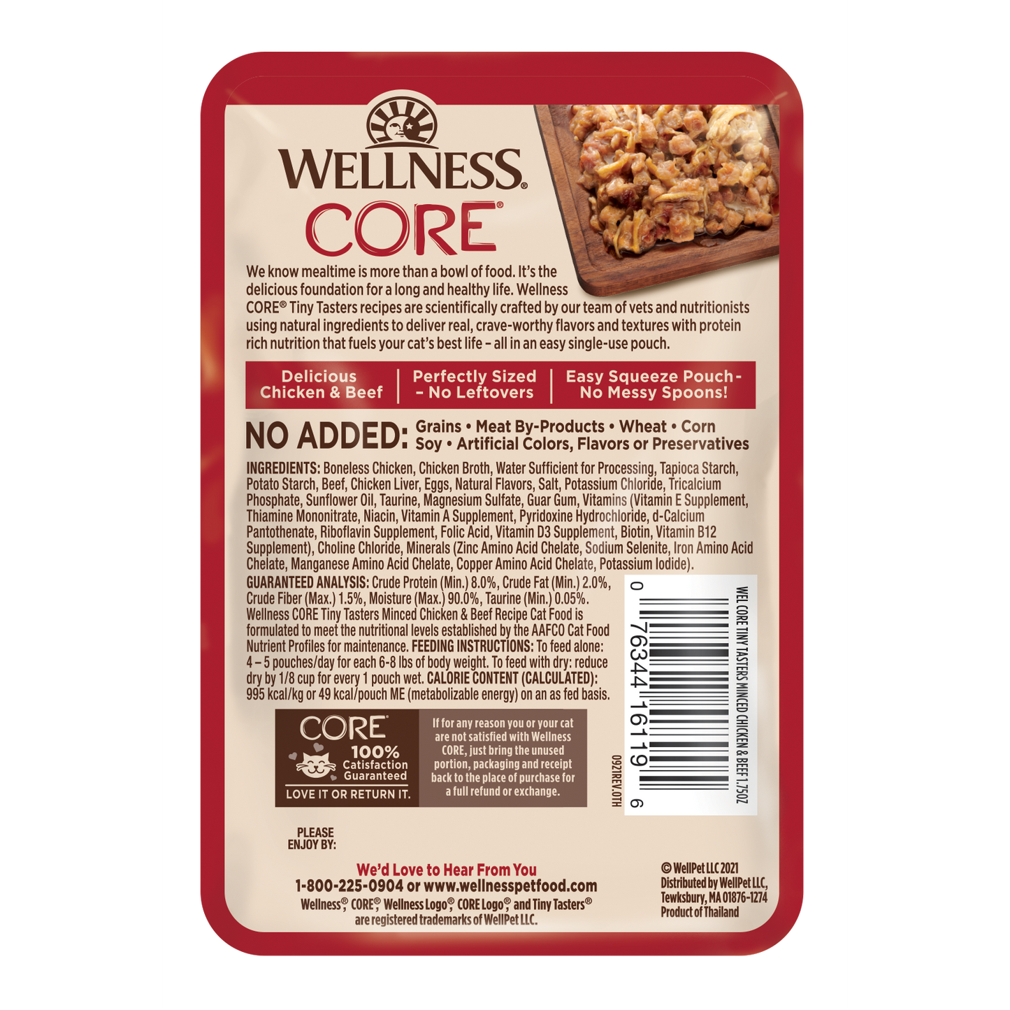 Wellness Core Tiny Tasters Minced Chicken & Beef Recipe Wet Cat Food 1.75oz