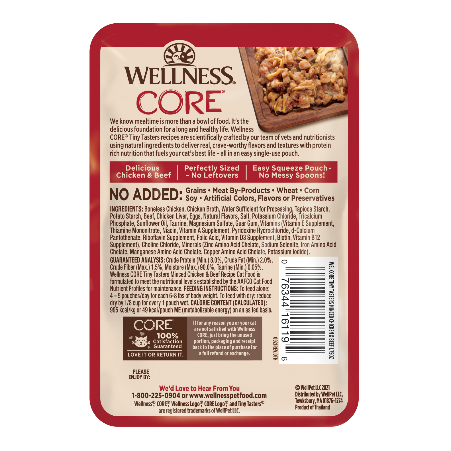 Wellness Core Tiny Tasters Minced Chicken & Beef Recipe Wet Cat Food 1.75oz
