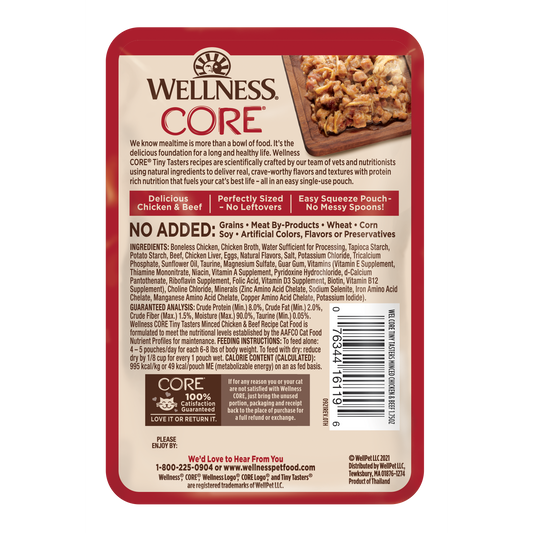 Wellness Core Tiny Tasters Minced Chicken & Beef Recipe Wet Cat Food 1.75oz