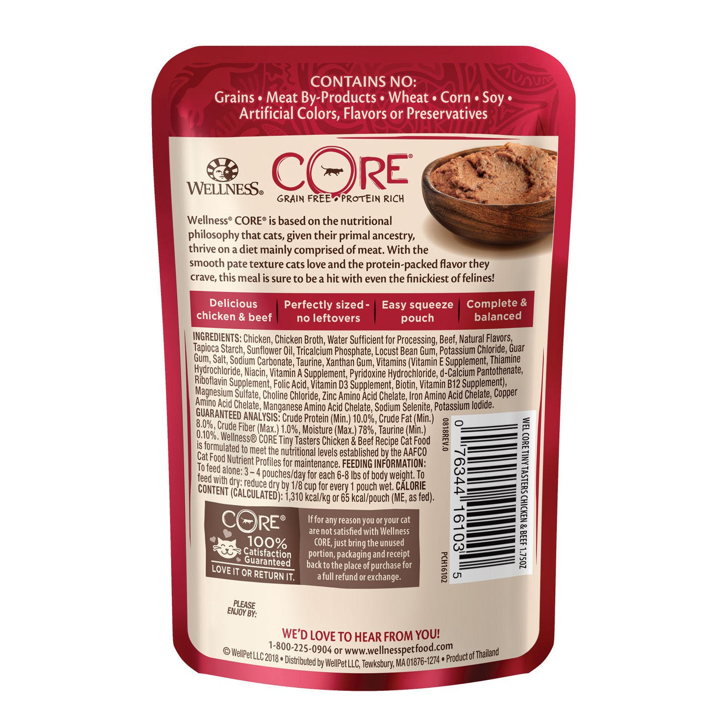 Wellness Core Tiny Tasters Pate Chicken & Beef Recipe Wet Cat Food 1.75oz