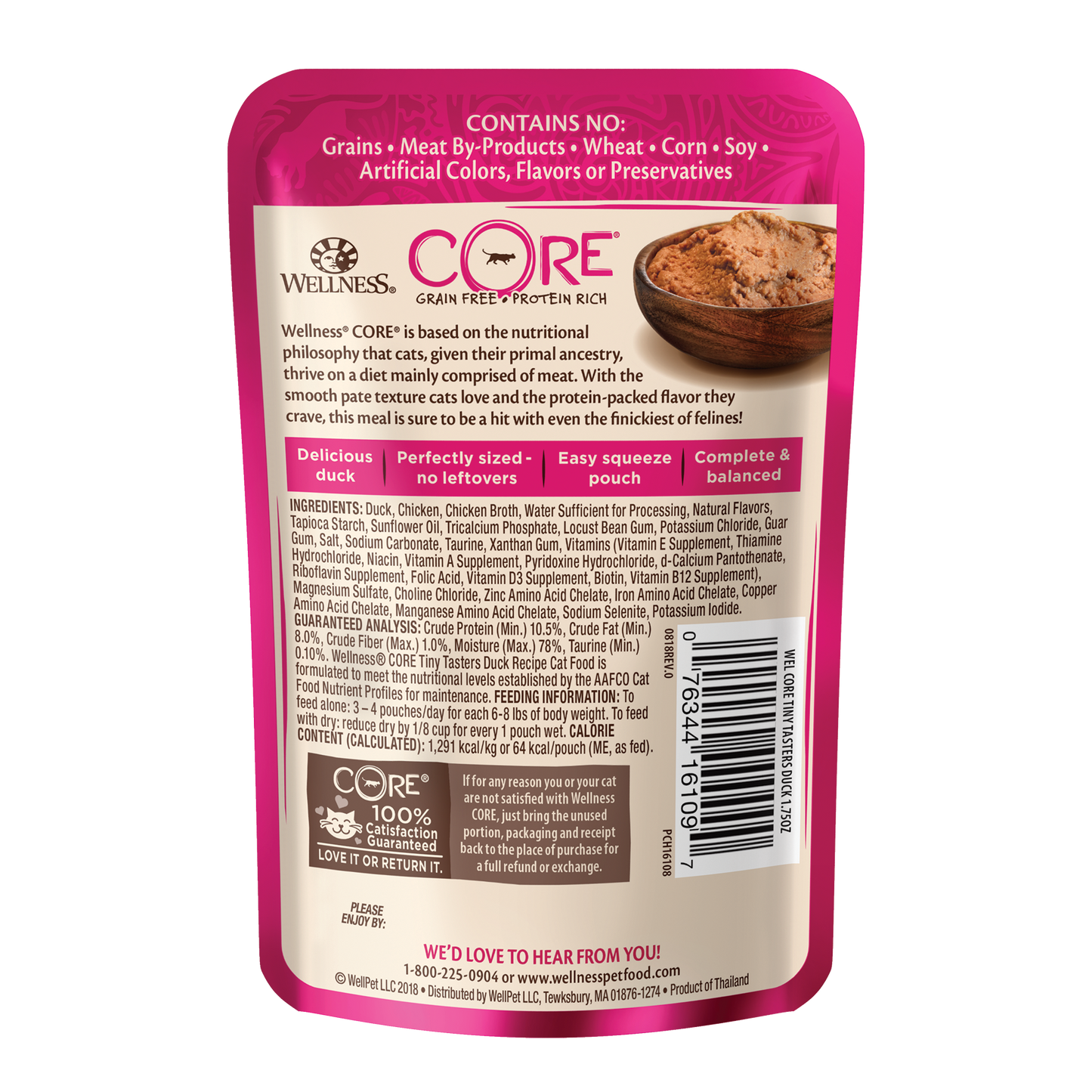 Wellness Core Tiny Tasters Pate Duck Recipe Wet Cat Food 1.75oz