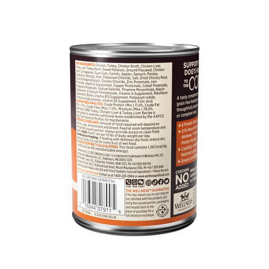 Wellness Core Turkey, Chicken Liver & Turkey Liver Formula Wet Dog Food 12.5oz