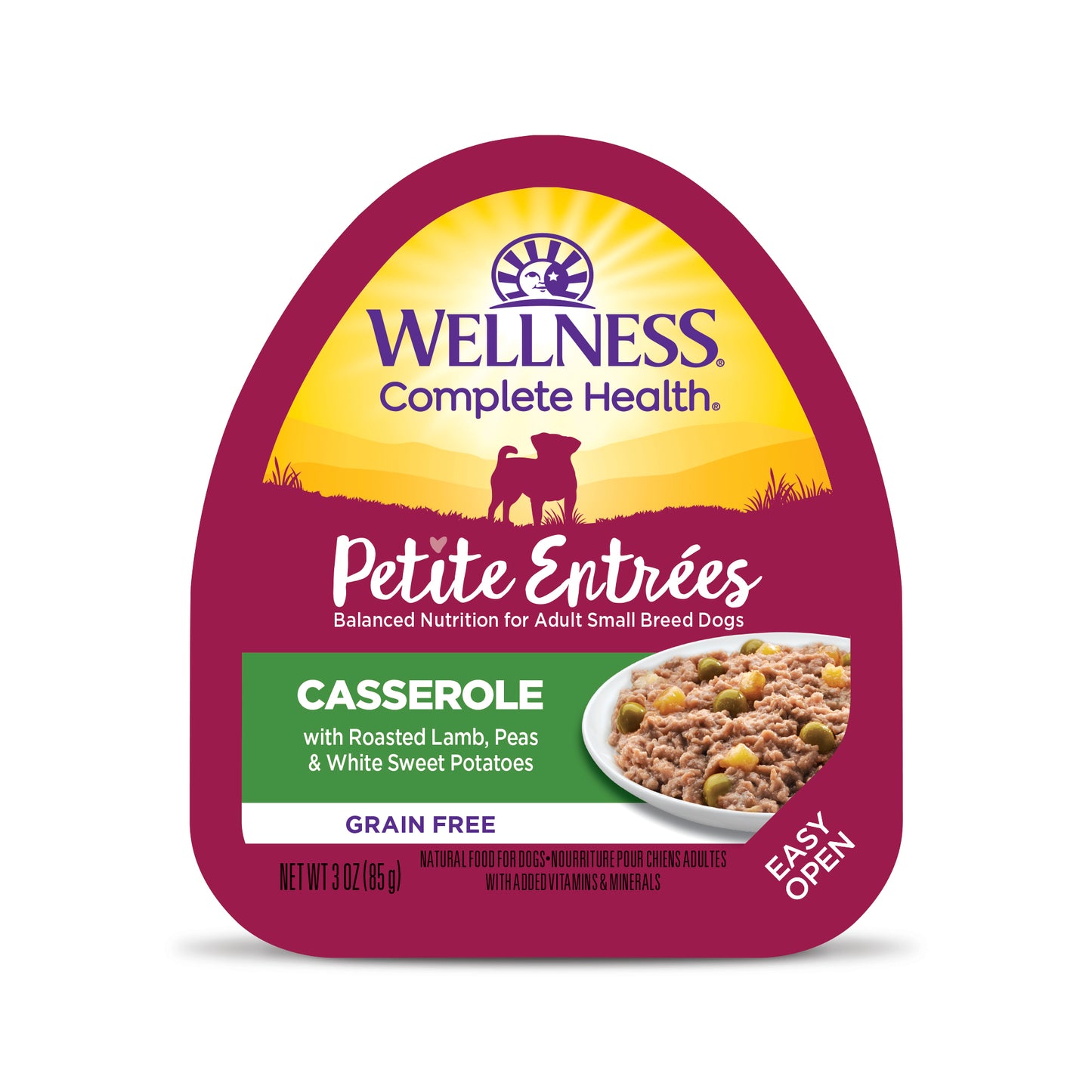 Wellness Petite Entrées Casserole With Roasted Lamb, Peas & White Sweet Potatoes Wet Dog Food 3oz