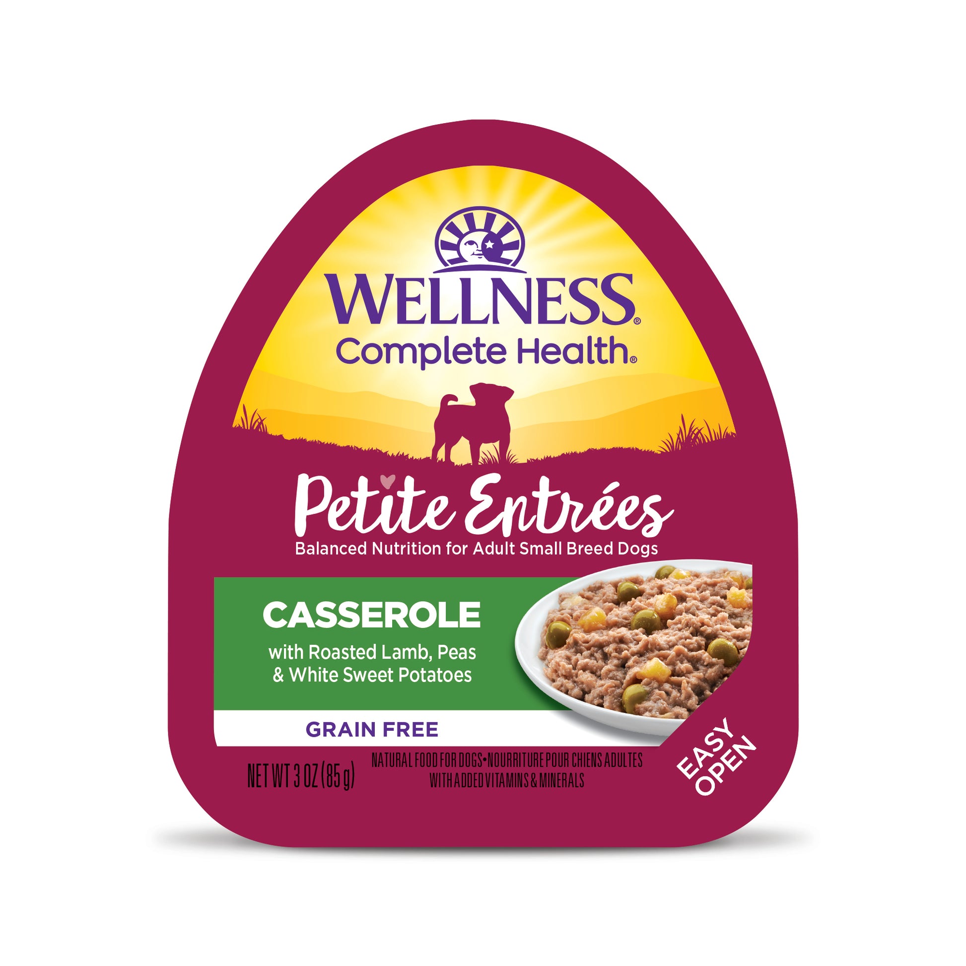 Wellness Petite Entrées Casserole With Roasted Lamb, Peas & White Sweet Potatoes Wet Dog Food 3oz