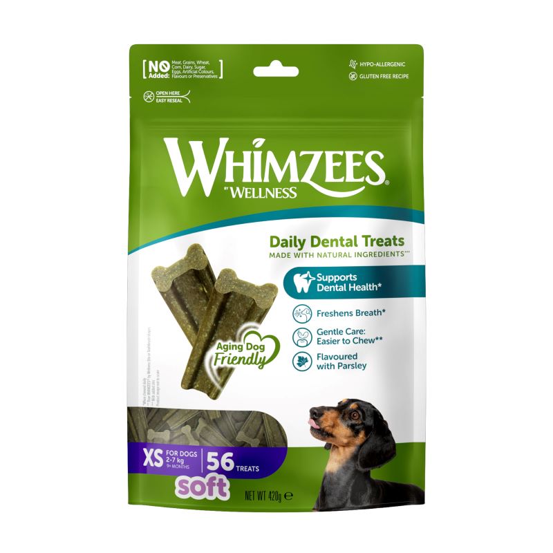 Whimzees All Natural Dental Treats for Dogs Soft XS 56pcs