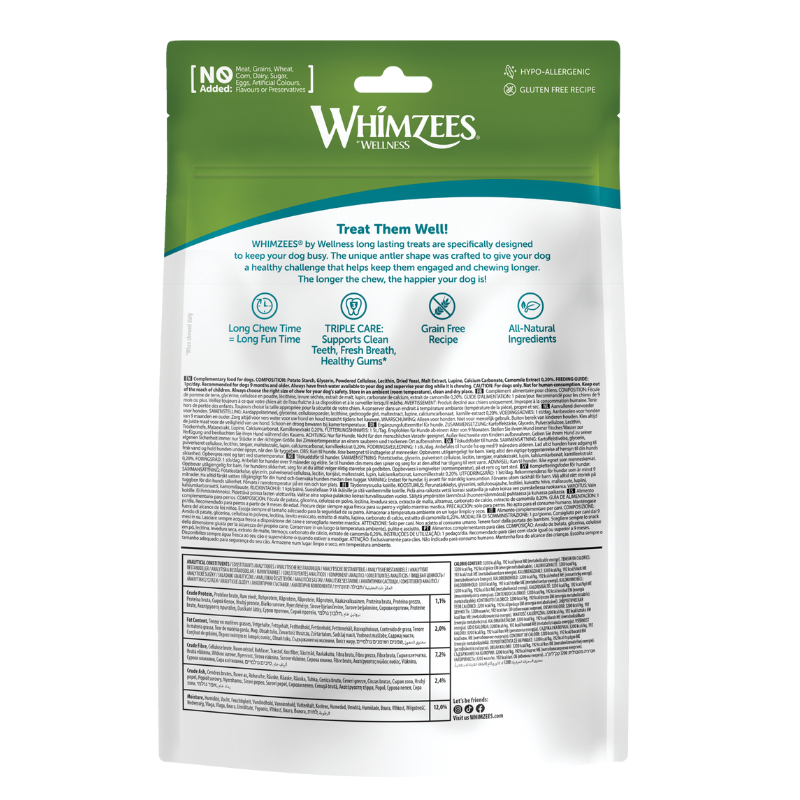 Whimzees Occupy Chews Antler Large Grain-Free Dental Dog Treats 6pc