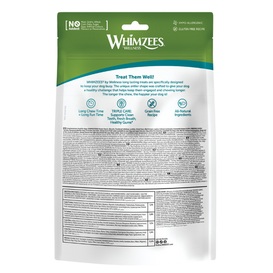 Whimzees Occupy Chews Antler Medium Grain-Free Dental Dog Treats 12pc