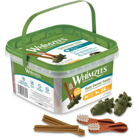 Whimzees Variety Value Box Medium Grain-Free Dental Dog Treats 28pc