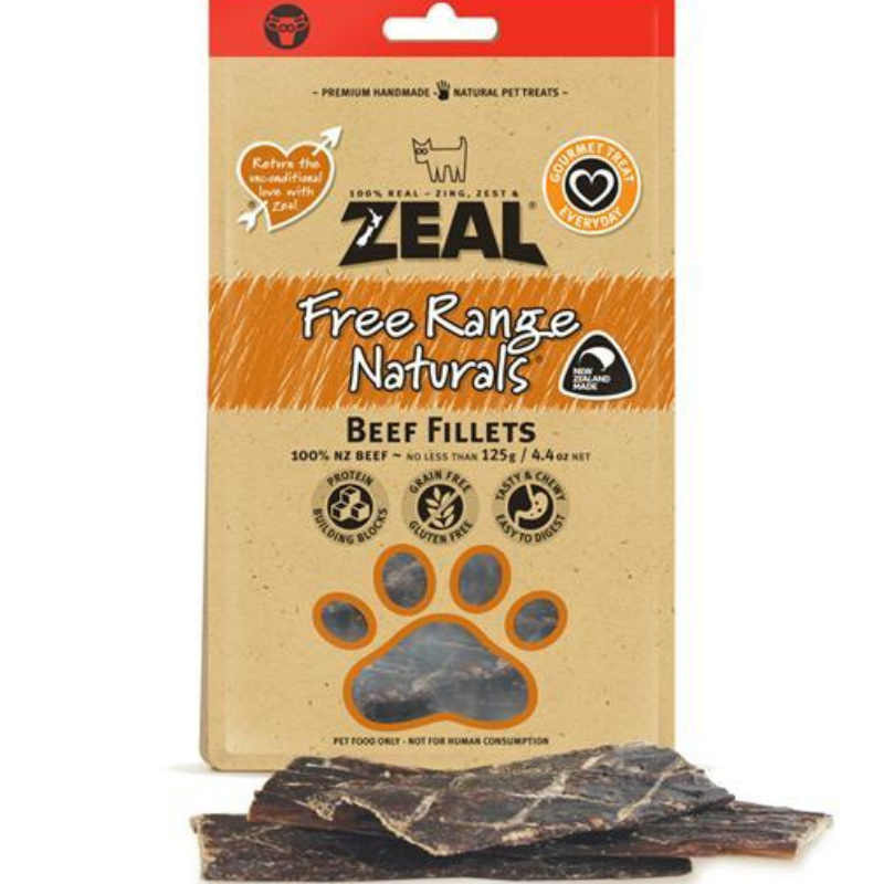 Zeal Dried Beef Jerky Treats for Dogs - 125g