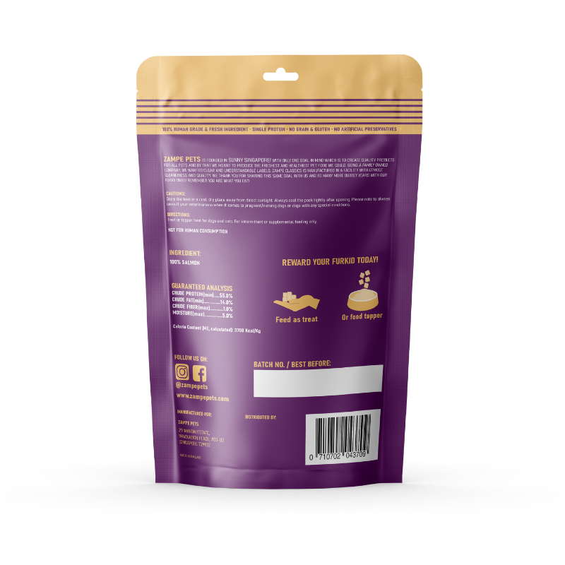 Zampe Freeze Dried Salmon Treats For Cats & Dogs - 80g