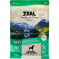 Zeal Air-Dried Dog Food bag, green and beige, featuring mountains, a dog silhouette, and product details.