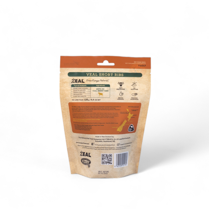 Zeal Dried Veal Short Ribs Dog Treats - 125g