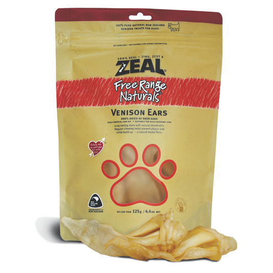 Zeal Dried Venison Ears Dog Treats - 125g