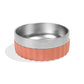 ZeeDog Tuff Bowl: Coral stainless steel dog bowl with a ribbed silicone base.