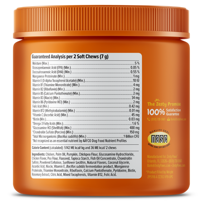 Zesty Paws 8-in-1 Bites Chicken Flavor Dog Supplement Chews - 90ct