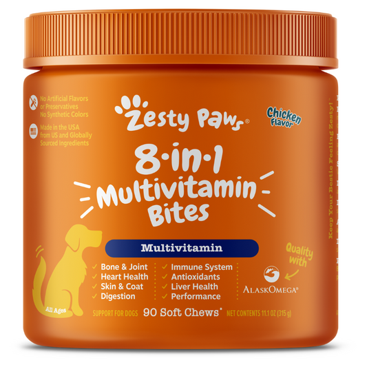 Zesty Paws 8-in-1 Bites Chicken Flavor Dog Supplement Chews - 90ct