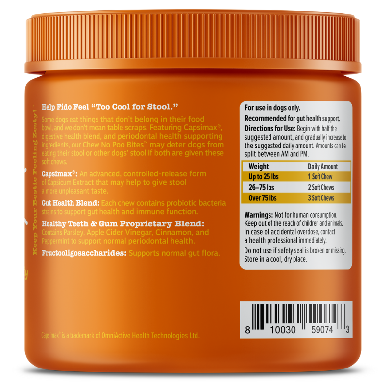 Zesty Paws Chew No Poo Bites Chicken Flavor Dog Supplement Chews - 90ct