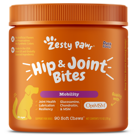 Zesty Paws Hip & Joint Bites Duck Flavor Dog Supplement Chews - 90ct