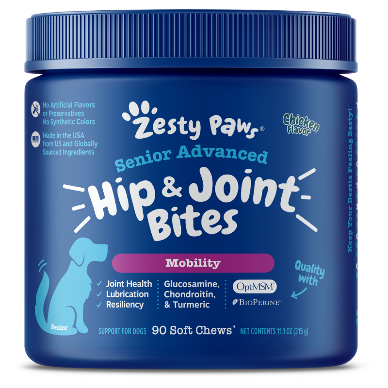 Zesty Paws Senior Advanced Hip & Joint Bites Chicken Flavor Dog Supplement Chews - 90ct