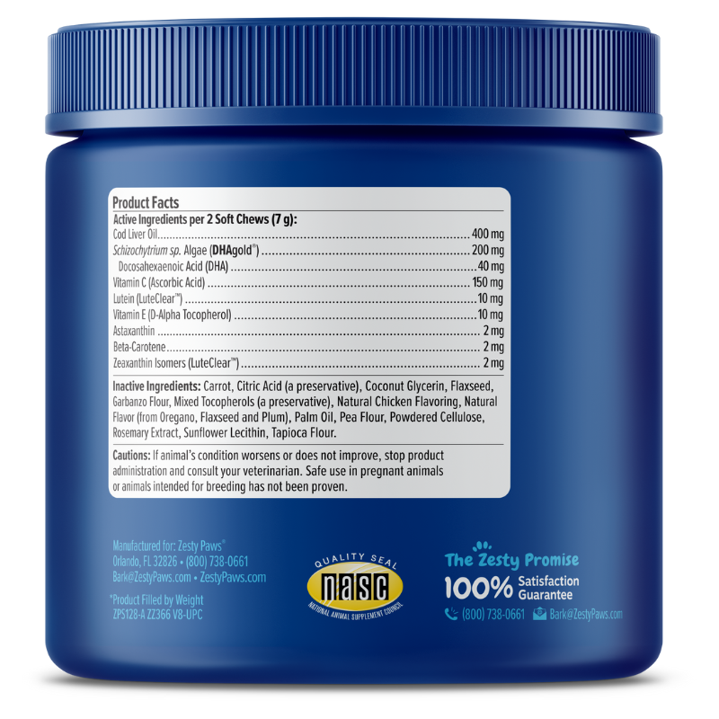 Zesty Paws Senior Advanced Vision Bites Chicken Flavor Dog Supplement Chews - 90ct