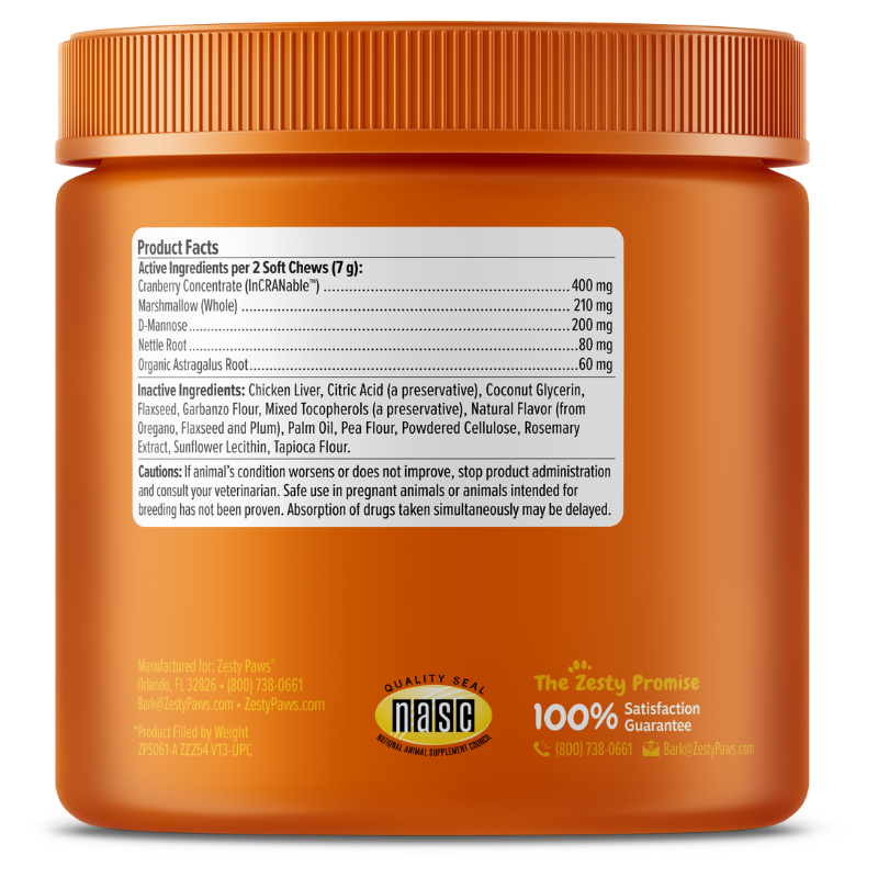 Zesty Paws Urinary Tract Bites Chicken Flavor Dog Supplement Chews - 90ct