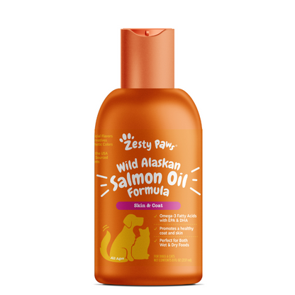 Zesty Paws Wild Alaskan Salmon Oil Supplement For Cats & Dogs [3 Sizes]