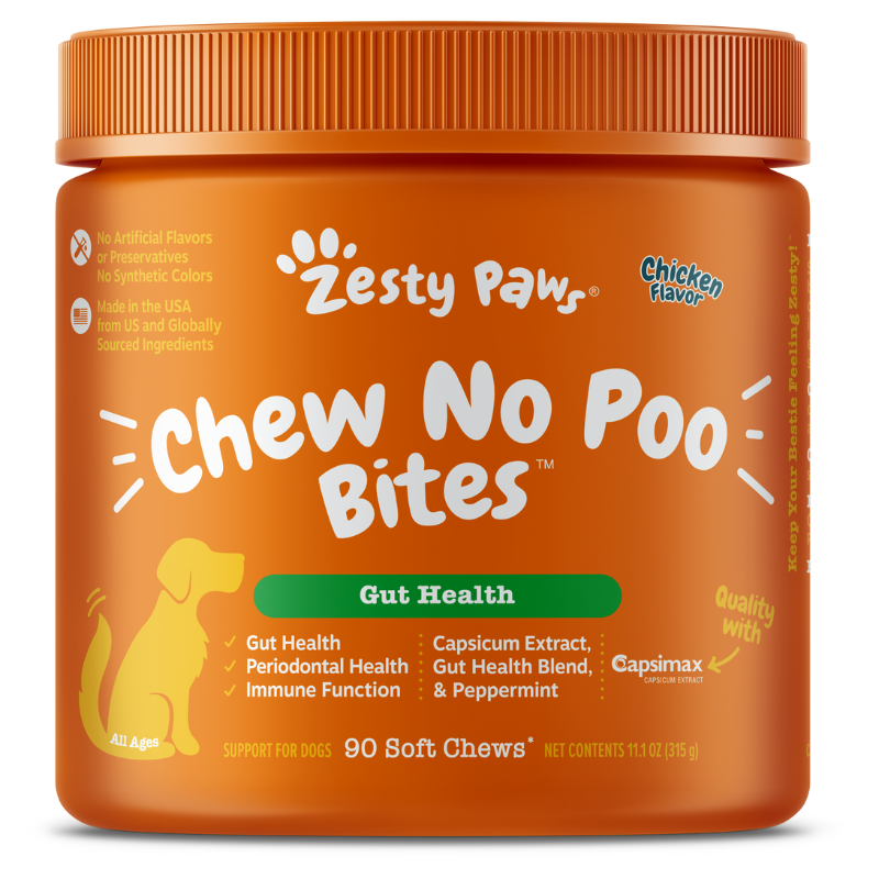 Zesty Paws Chew No Poo Bites Chicken Flavor Dog Supplement Chews - 90ct